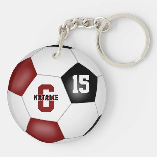 マルーン黒サッカークラブチームの女子の男子 キーホルダー (裏面)