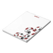 マルーン黒サッカーボールのアクセント名前をカスタムする ノートパッド (回転)