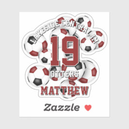 マルーン黒サッカーボールクラスタチーム名 シール