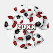マルーン黒サッカーボールスポーツ記念カップ メタルオーナメント (裏面)