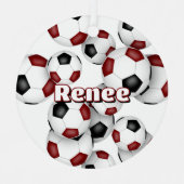 マルーン黒サッカーボールスポーツ記念カップ メタルオーナメント (正面)