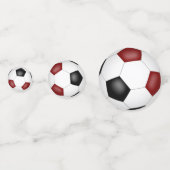 マルーン黒サッカーボール子供パーティー コンフェッティ (正面)