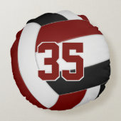 マルーン黒スポーツチームカラーバレーボールルーム ラウンドクッション (裏面)