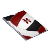 マルーン黒チームカラーガールズボーイズバレーボール ノートブック (右側)