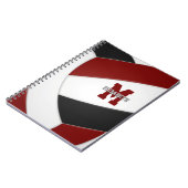 マルーン黒チームカラーガールズボーイズバレーボール ノートブック (左側)