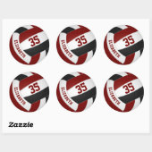 マルーン黒チームカラーガールズボーイズバレーボール ラウンドシール (シート)