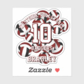 マルーン黒チームカラーバレーボールの子供の名前 シール (シート)