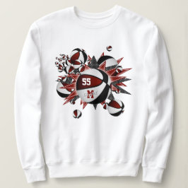 マルーン黒チームカラー女の子のバスケットの星 スウェットシャツ