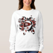 マルーン黒チームカラー女の子のバスケットの星 スウェットシャツ (正面)