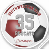 マルーン黒チームカラー男の子サッカー シール (正面)