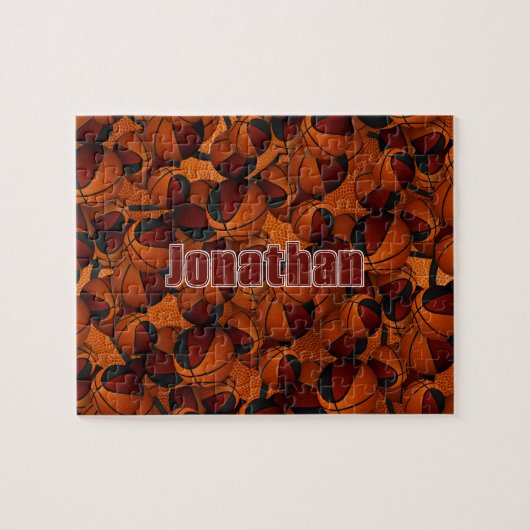 マルーン黒バスケットボールガールズチームカラー ジグソーパズル (横)