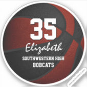 マルーン黒バスケットボールチームパーティーギフトアイディア シール (正面)