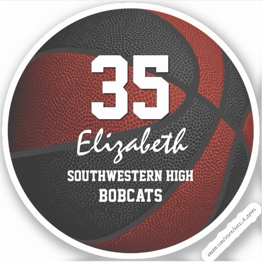 マルーン黒バスケットボールチームパーティーギフトアイディア シール (正面)