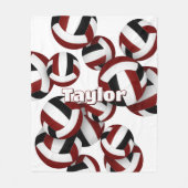 マルーン黒バレーボールガールズスポーツルームの装飾 フリースブランケット (正面)