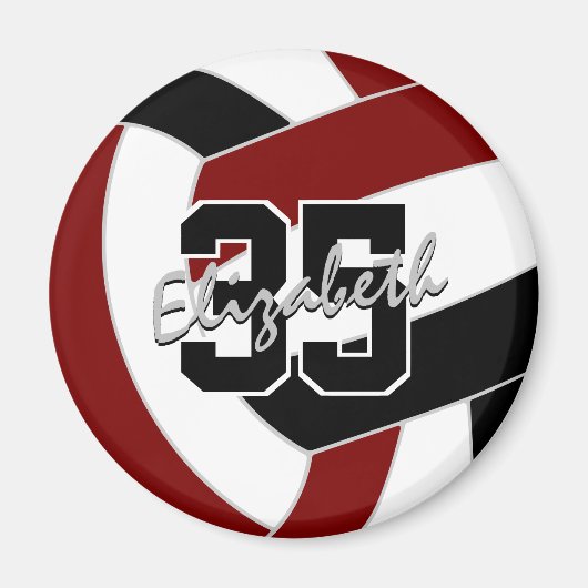 マルーン黒バレーボールチームが贈り物を彩る マグネット (正面)