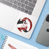 マルーン黒バレーボールチームカラーキッズチーム名 シール (ノートパソコンとiPhone)