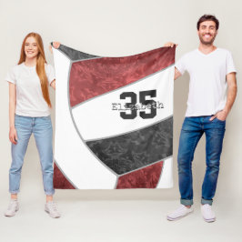 マルーン黒バレーボール女子ネームジャージー番号 フリースブランケット