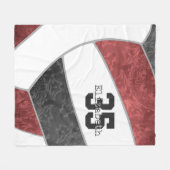 マルーン黒バレーボール女子ネームジャージー番号 フリースブランケット (正面(横))