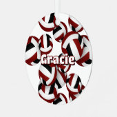 マルーン黒バレーボールwアスリート名記念 メタルオーナメント (正面左)