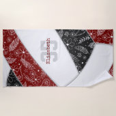 マルーン黒ボホフローラドードル女子バレーボール ビーチタオル (正面)