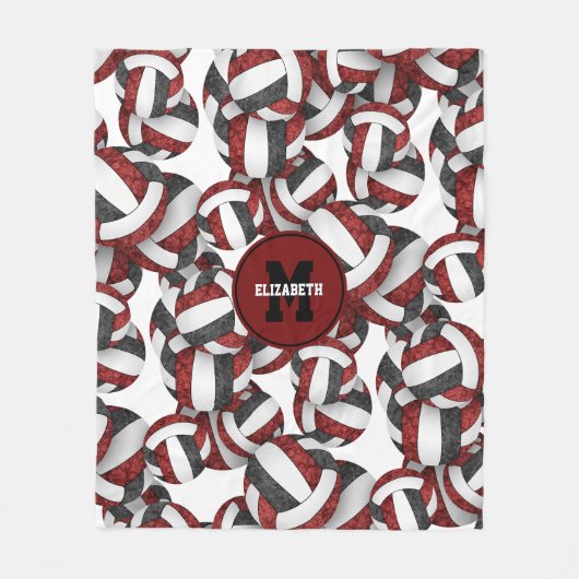 マルーン黒人女子バレーボールチームの色 フリースブランケット (正面)