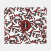 マルーン黒人女子バレーボールチームの色 フリースブランケット (正面(横))