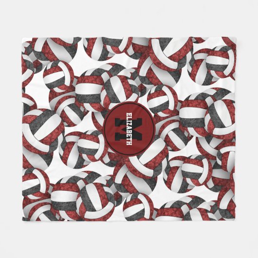 マルーン黒人女子バレーボールチームの色 フリースブランケット (正面(横))