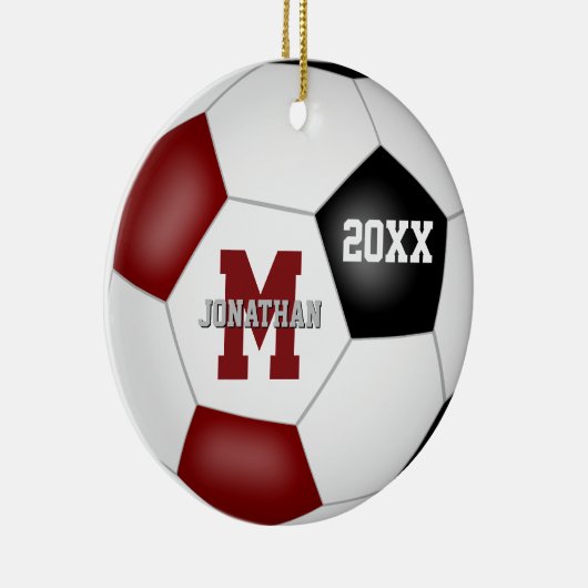マルーン黒少年少女学校チームカラー セラミックオーナメント (右)