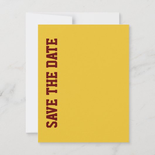 マルーン&イエローサッカーの結婚式の日付を保存 招待状 (裏面)