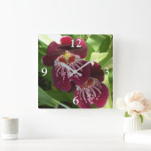 マルーン・オーキIIエレガントフローラ スクエア壁時計 (ホーム)