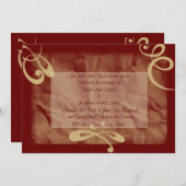 マルーン/カーキテクスチャ結婚式招待状 招待状 (正面/裏面)