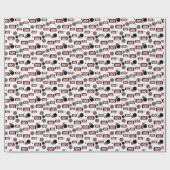 マルーン「クラス」の犬のラベルとドットのパターンのラップ ラッピングペーパー (フラット)