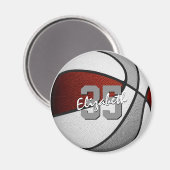 マルーン・グレイ・バスケットボールパーティーは10歳以下で支持 マグネット (正面/裏面)