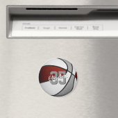 マルーン・グレイ・バスケットボールパーティーは10歳以下で支持 マグネット (インサイチュ (食洗機))