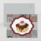 マルーン/グレーケーキ(さくらんぼ) ポストカード (正面/裏面)