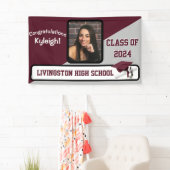 マルーン、グレー、および白の卒業 横断幕 (インサイチュ)