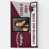 マルーン、グレー、および白の卒業 横断幕 (縦)