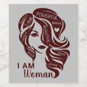 マルーン/グレーIは女パーソナライズされた ワインラベル (シングルラベル)