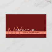 マルーン&コーラルwithイニシャルプロフェッショナルシンプル 名刺 (正面)