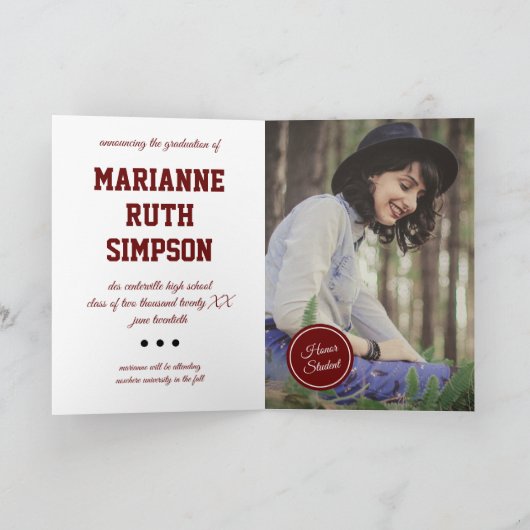 マルーン・サークル写真卒業 招待状 (内部)