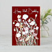 マルーン&シルバーのポピーの水の色の古い誕生日 箔シーズンカード (立ち正面)