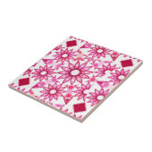 マルーン、ピンクの色合いのマンダラパターン タイル (側面)