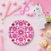 マルーン、ピンクの色合いのマンダラパターン ペーパープレート (パーティー)