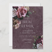 マルーン&ピンクフローラモダンブライダルシャワー 招待状 (正面)