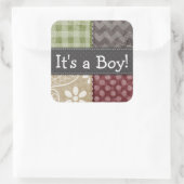 マルーン、ブラウン、タン、緑のキルトルック スクエアシール (バッグ)