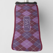 マルーン&プラムアーガイルヴィンテージ模様（任意の名前） ゴルフヘッドカバー (回転90)