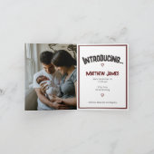 マルーン・ヘリンボーン作りテキサス州フォトベビーAnnoun 案内状 (内部)