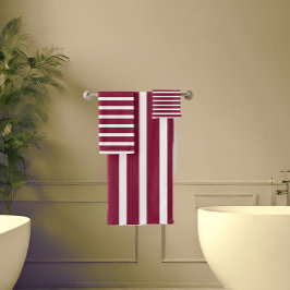 マルーン&ホワイトカバナストライプ バスタオルセット