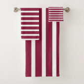 マルーン&ホワイトカバナストライプ バスタオルセット (インサイチュ)