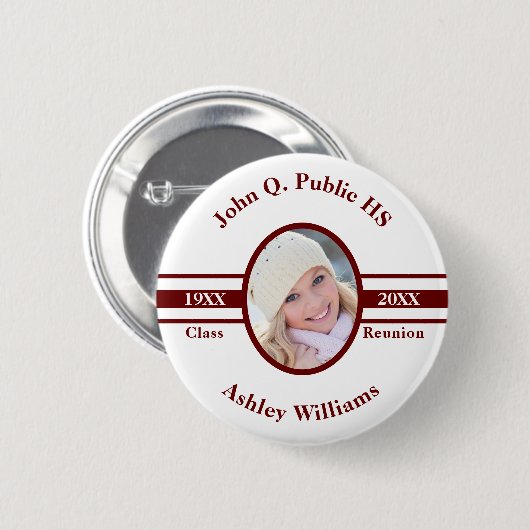マルーン |ホワイトスクールクラス懇親会の写真名 缶バッジ (正面&裏面)
